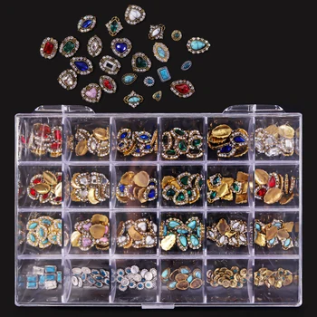 Muti-Südame Kujuline Teemant Kristall Box| 240 Töö Mitme Värvi Küünte Crystal Box| Küünte Võlusid| Küünte Kristallid